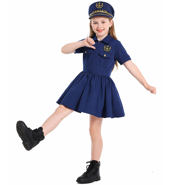 Girl Police Costume with Dress and Cap Mune Fashion