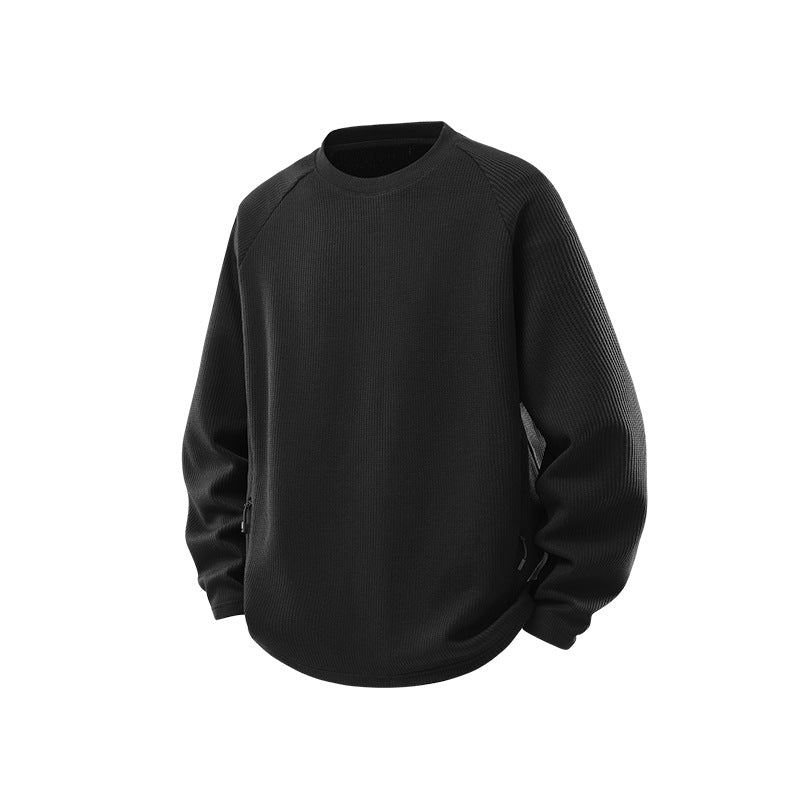 Men's waffle structure thermal sweatshirt with raglan sleeves and zippered pockets Drune