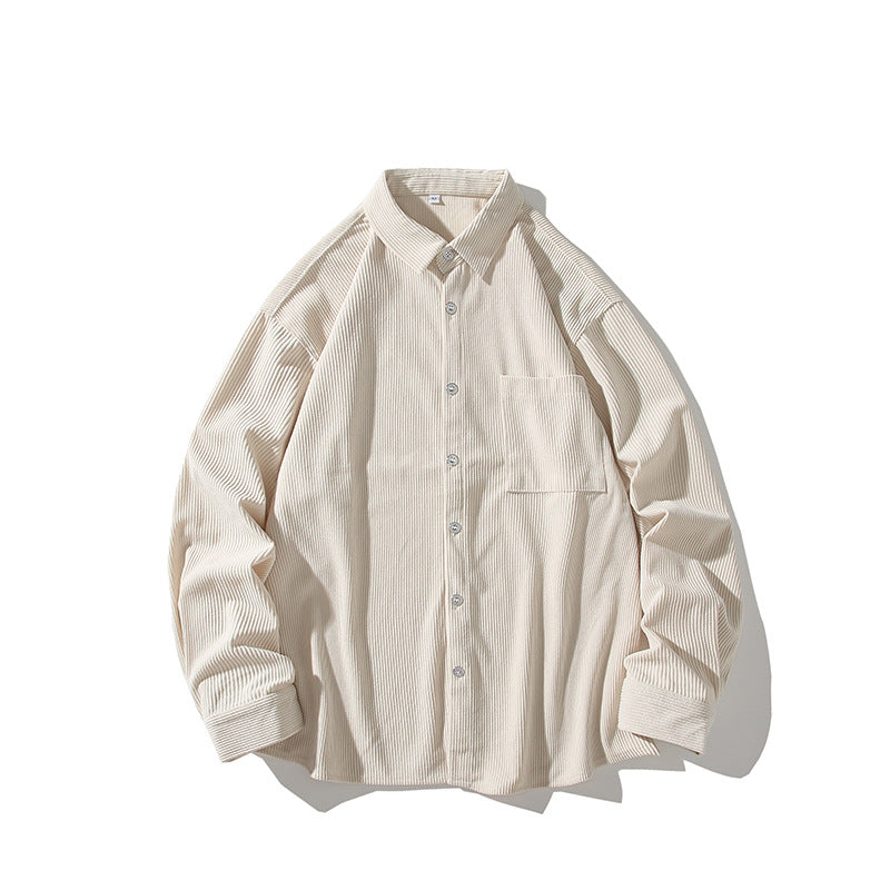 Men's Oversized Corduroy Shirt Jacket with Chest Pocket and Relaxed Fit Mune Fashion