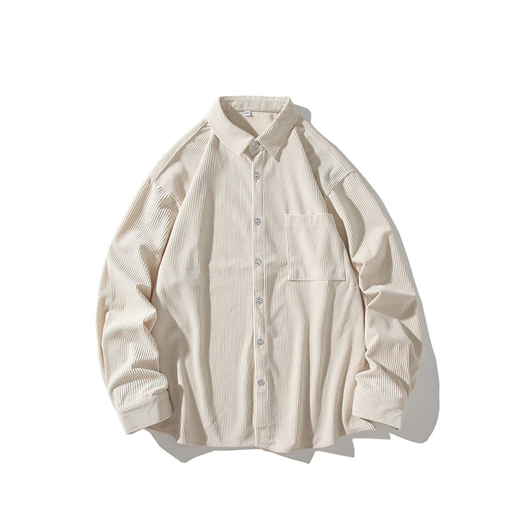 Men's Oversized Corduroy Shirt Jacket with Chest Pocket and Relaxed Fit Mune Fashion