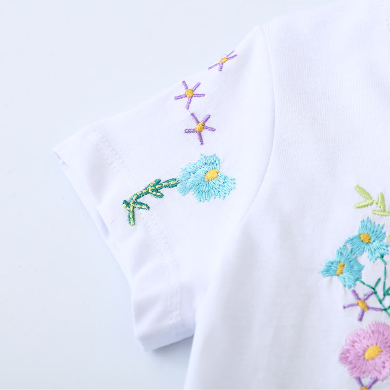 Girls casual dress with enchanting flower and butterfly embroidery Mune Fashion