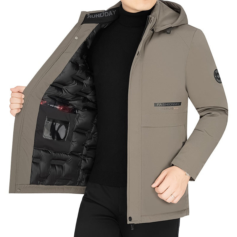 Men's Thermo Winter Short Coat with Luxurious Faux Fur Lining and Stand Collar Mune Fashion
