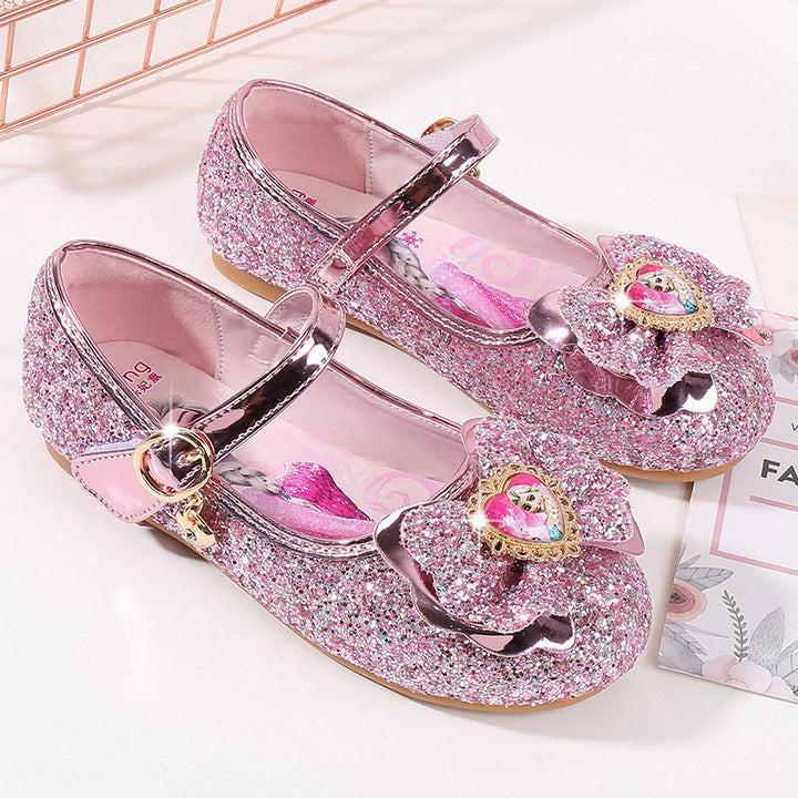 Girls Glittering Ballet Flats with Flower Decor Mune Fashion