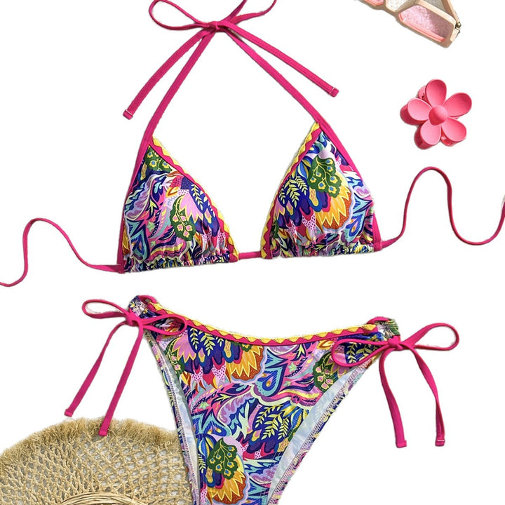 Women's Colorful Triangle Bikini with Adjustable Straps Mune Fashion