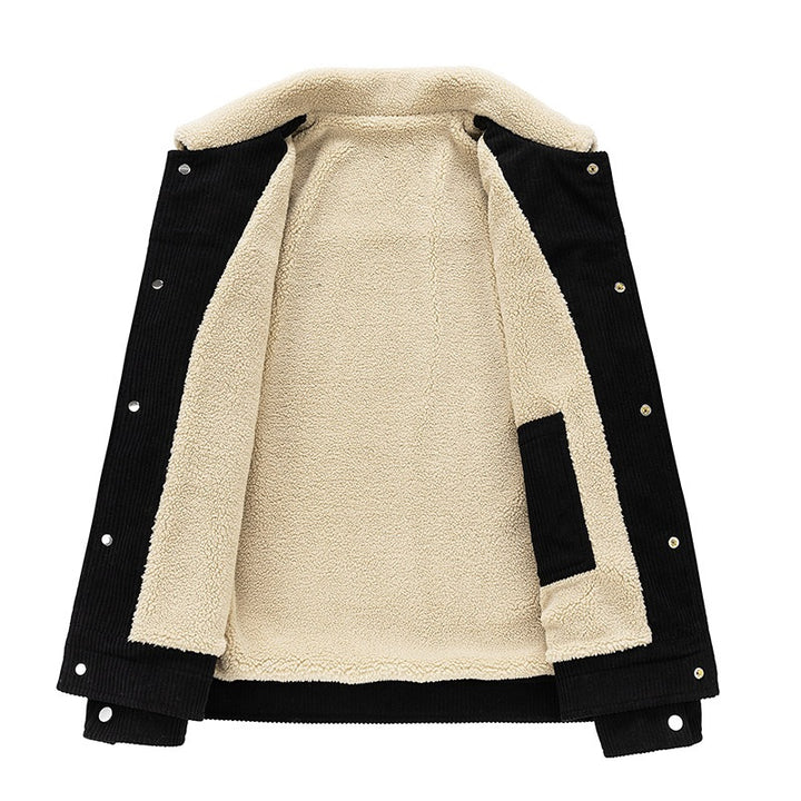 Men's cord jacket with teddy lining, shirt collar & snap front Mune Fashion