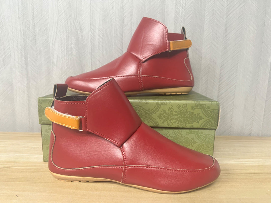 Unisex ankle-high synthetic leather boots with Velcro closure and non-slip rubber sole Mune Fashion