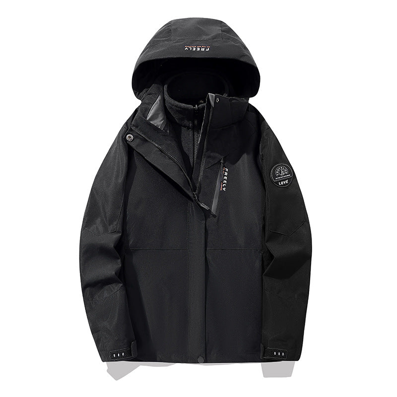 Men's non-waterproof three-piece winter jacket with removable hood and fleece inner jacket Mune Fashion