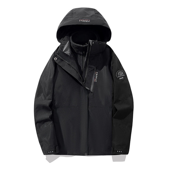 Men's non-waterproof three-piece winter jacket with removable hood and fleece inner jacket Mune Fashion