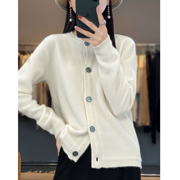 Women's Structured Fine Knit Cardigan with Cashmere-Like Feel, Full Button Placket, and Boxy Oversized Fit Mune Fashion