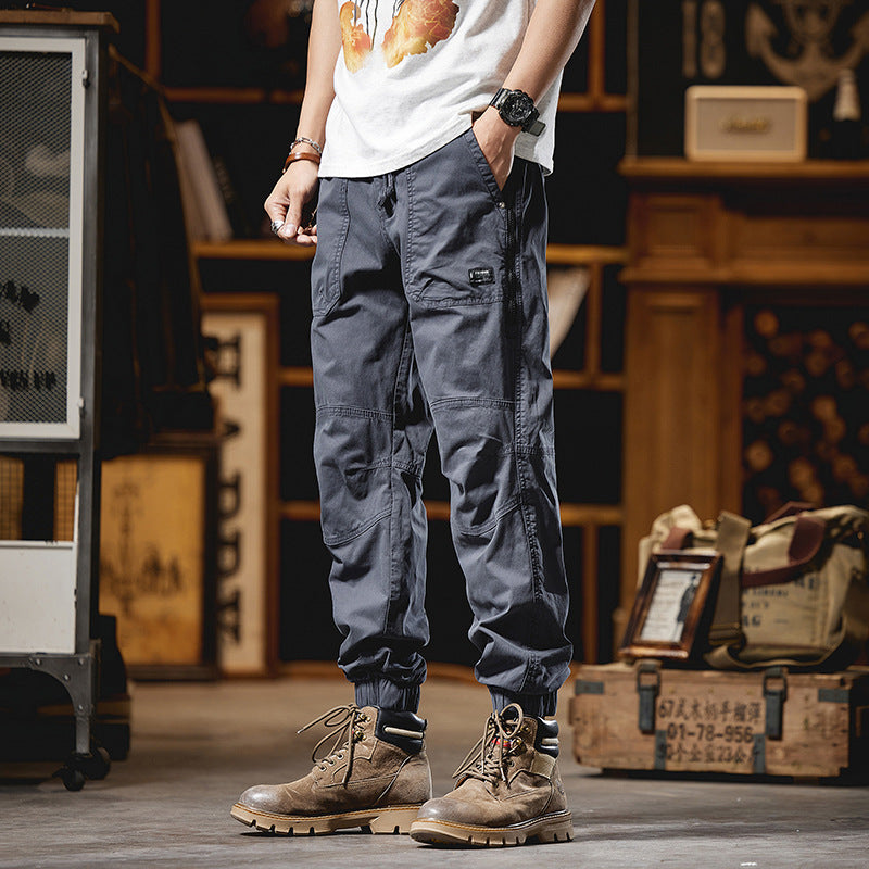 Herren Cargo-Joggerhose mit Knieverstärkungen, Reißverschluss-Seitentasche und Kordelbund Mune Fashion
