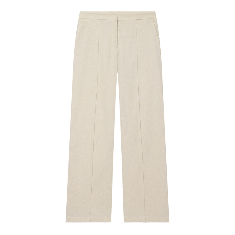 Women wide high-waisted fabric trousers with crease and straight leg Mune Fashion