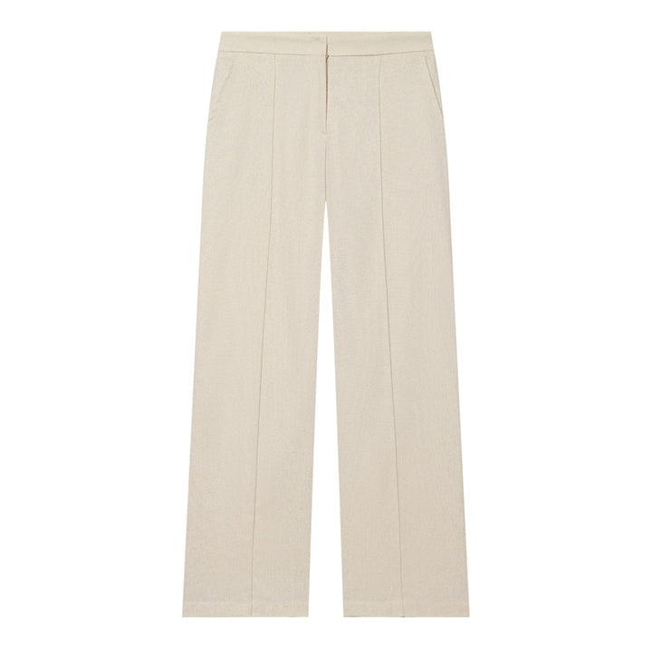 Women wide high-waisted fabric trousers with crease and straight leg Mune Fashion