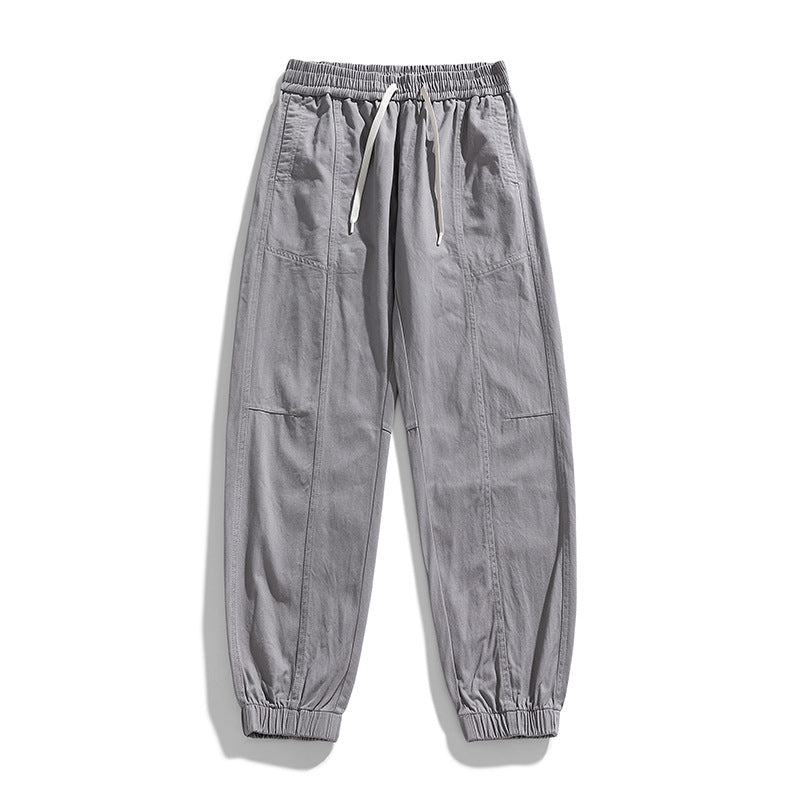 Men's Oversized Utility Jogging Pants made of sturdy cotton blend with drawstring waistband, side cargo pockets & ribbed cuffs Mune Fashion