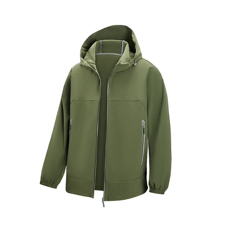 Men's Lightweight Technical Softshell Windbreaker with Hood, Water-Repellent Membrane and Zipper Pockets Mune Fashion