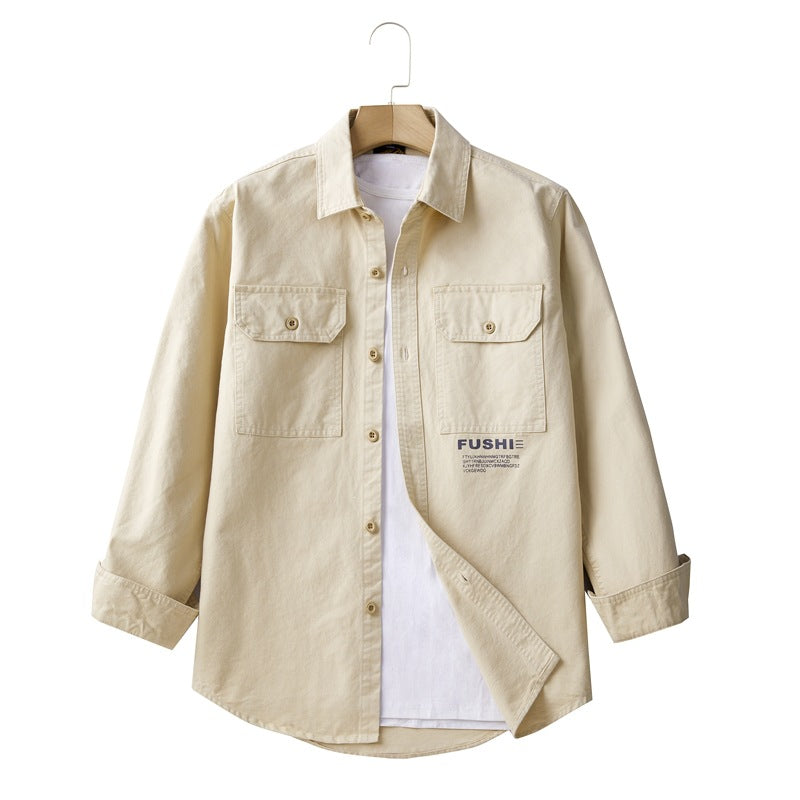 Men's Overshirt Jacket in Utility Style with Chest Pockets and Shirt Collar Mune Fashion