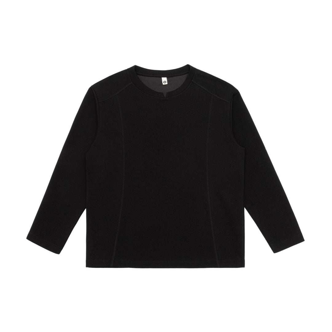 Women Fine Cotton Long Sleeve Shirt with Straight Hem and Decorative Stitch Detail Mune Fashion