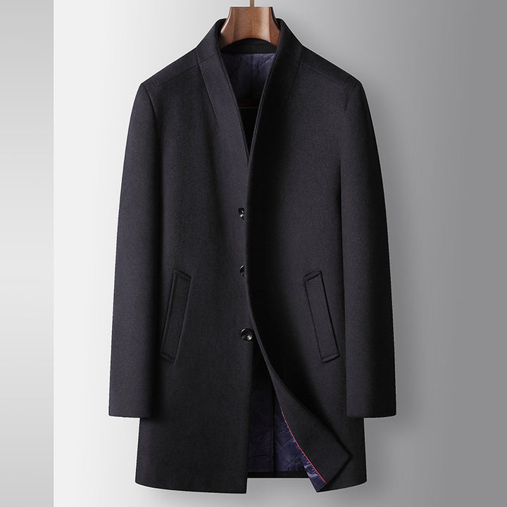 Men's coat made of wool blend with stand-up collar and light thermal lining Mune Fashion