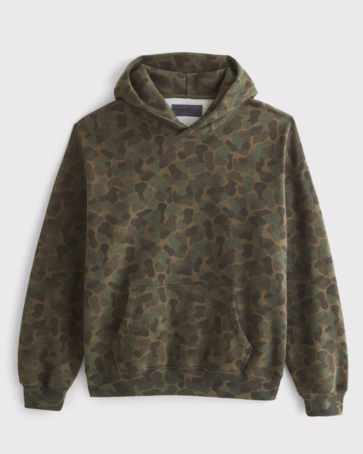 Unisex loose-fit hoodie sweatshirt with subtle leaf texture, double hood without drawstring and kangaroo pocket Mune Fashion