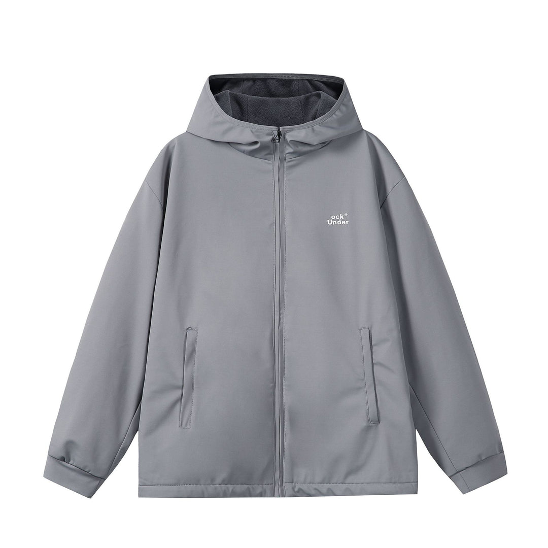 Unisex wind and rain jacket with hood, water-repellent softshell cover and warming fleece lining Mune Fashion