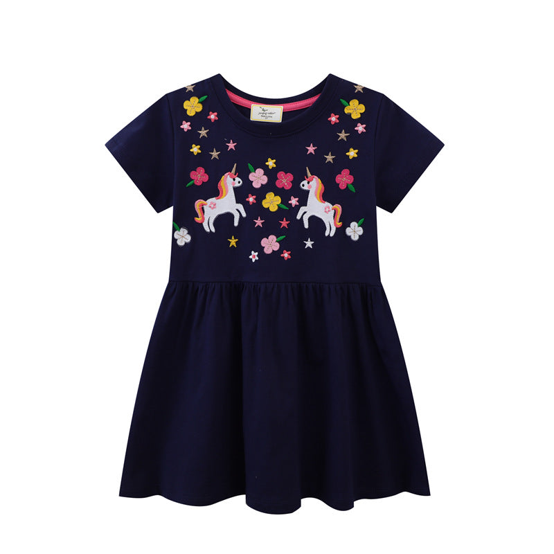 Girls cotton dress with enchanting unicorn and flower designs Mune Fashion