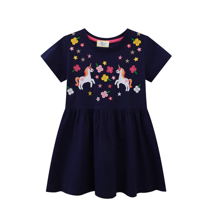 Girls cotton dress with enchanting unicorn and flower designs Mune Fashion