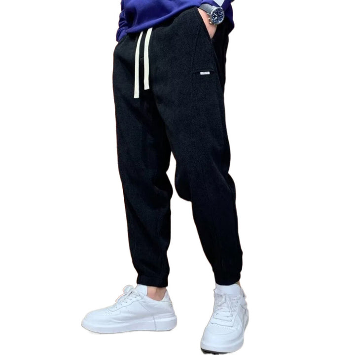 Men's Loose Corduroy Jogging Pants with Elastic Waistband and Drawstring Mune Fashion