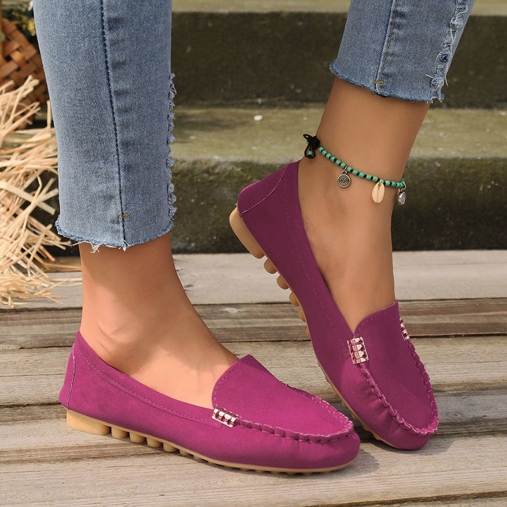 Women's Comfortable Moccasins made of Microfiber with Non-Slip Nubby Sole Mune Fashion