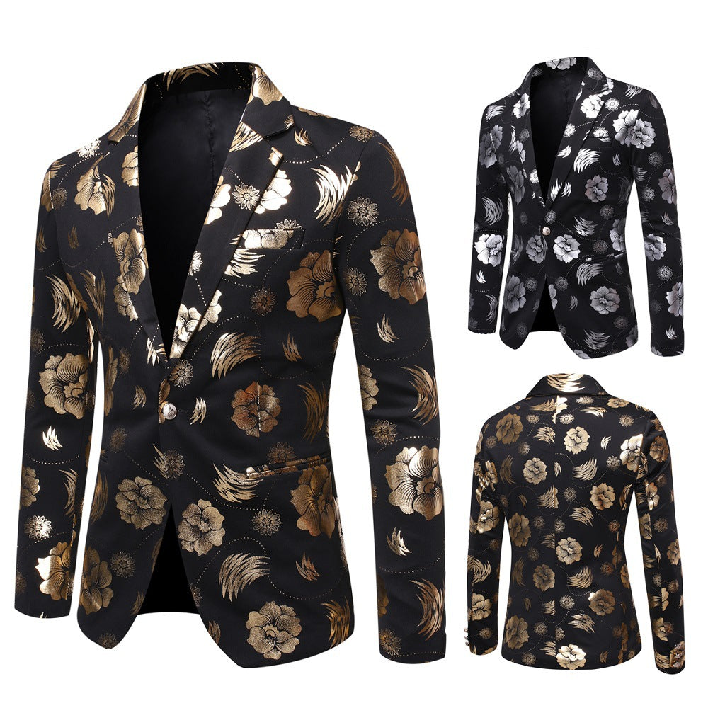 Men's Tailored Satin Blazer with Floral Jacquard and Shawl Collar Mune Fashion