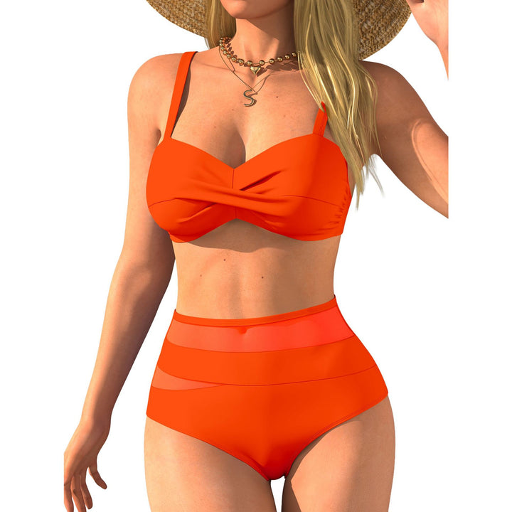 Women's High-Waisted Bikini with Fashionable Twist Mune Fashion