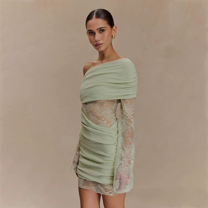 Women's elegant mini dress with lace sleeves Mune Fashion