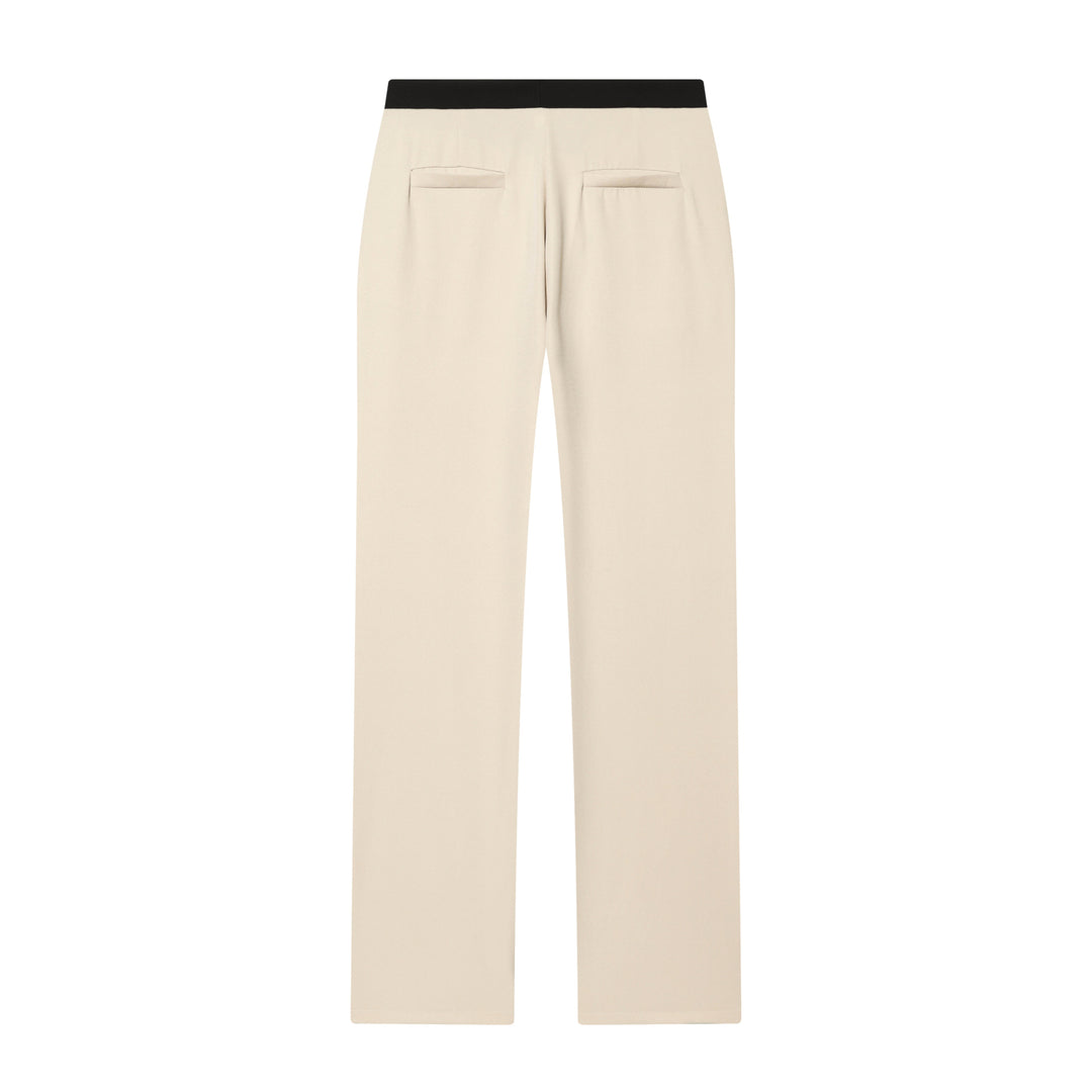 Women's Soft High-Waist Trousers with Elastic Contrast Waistband and Straight Leg Mune Fashion