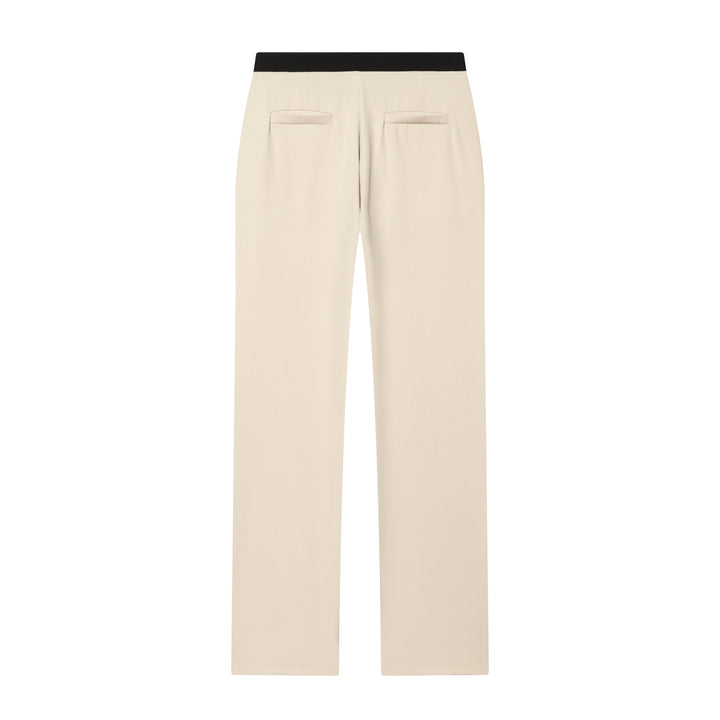 Women's Soft High-Waist Trousers with Elastic Contrast Waistband and Straight Leg Mune Fashion