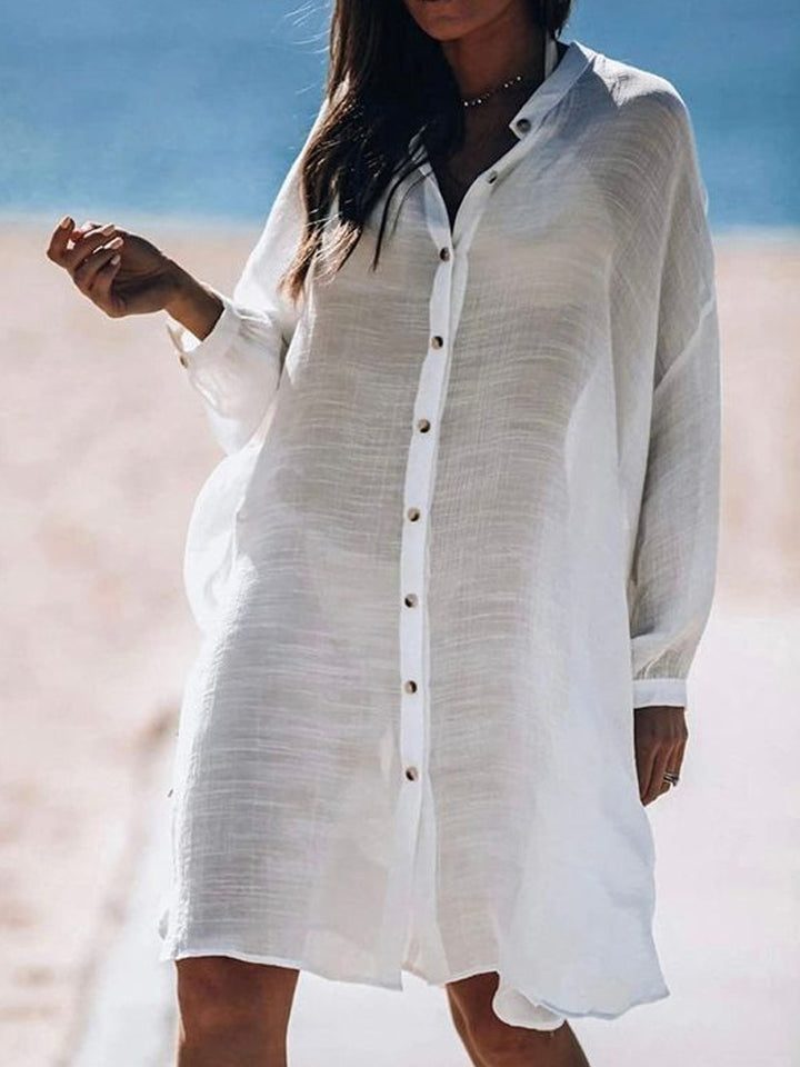 Women's lightweight and airy shirt dress with button details Mune Fashion