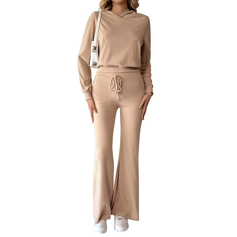 Women Casual Hoodie and Flared Pants Set Mune Fashion