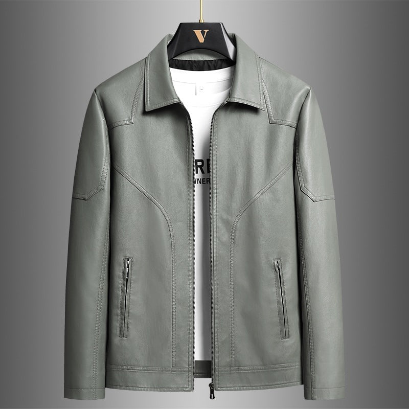Men's Elegant Faux Leather Jacket Mune Fashion