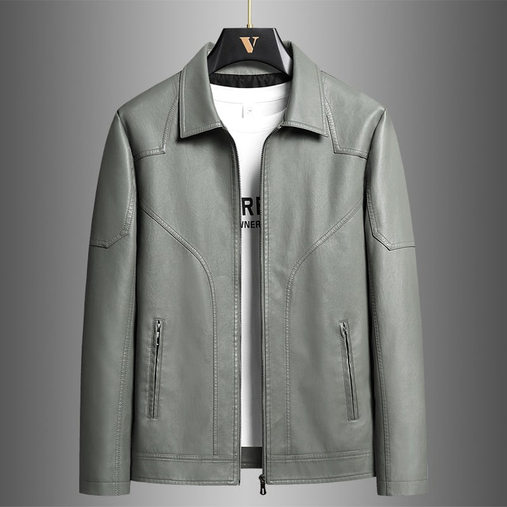 Men's Elegant Faux Leather Jacket Mune Fashion