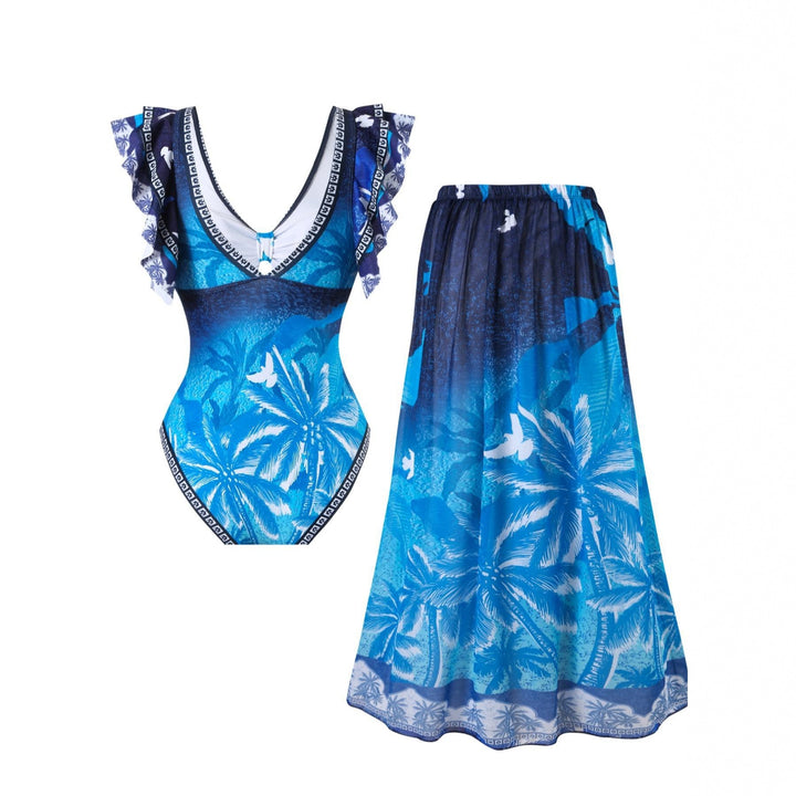 Ladies Elegant Swimsuit with Matching Maxi Sarong Mune Fashion
