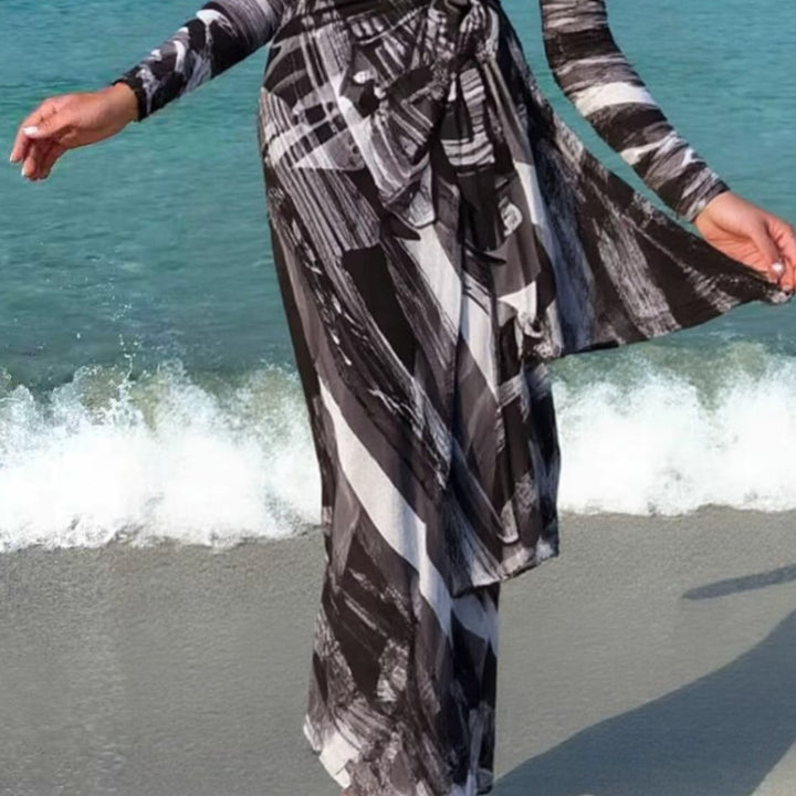 Women's Maxi Beach Dress with Sophisticated Wrap Design Mune Fashion