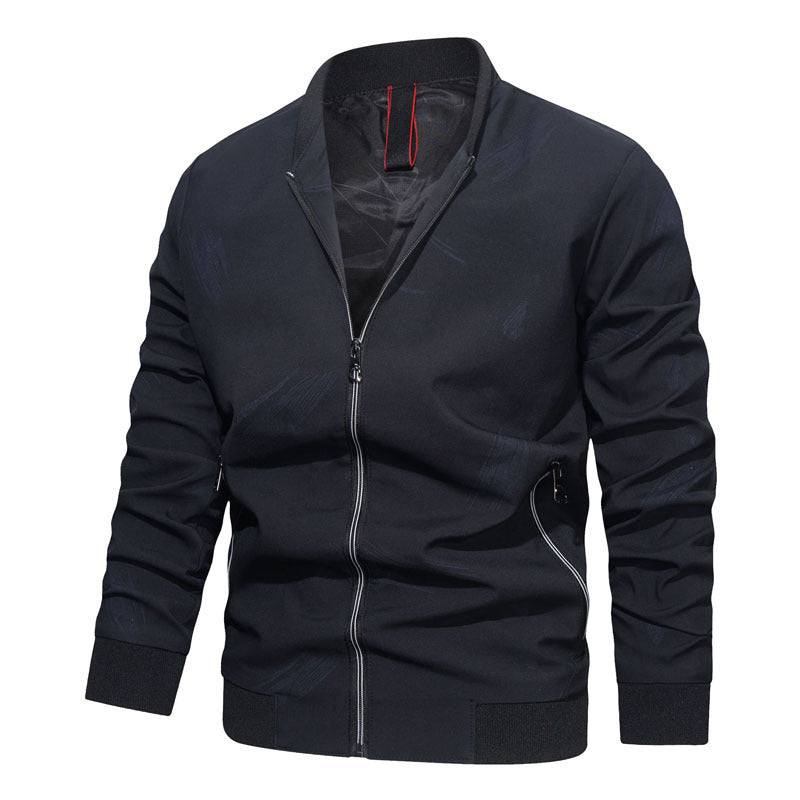 Men's Slim Bomber Jacket made of technical cotton blend with contrasting zip pockets and elastic ribbed collar Mune Fashion