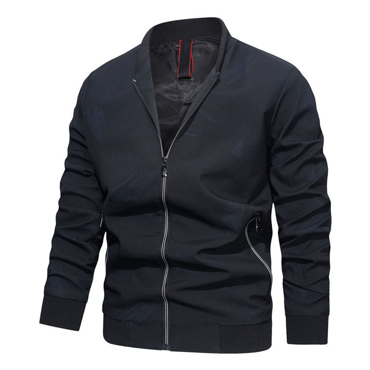 Men's Slim Bomber Jacket made of technical cotton blend with contrasting zip pockets and elastic ribbed collar Mune Fashion
