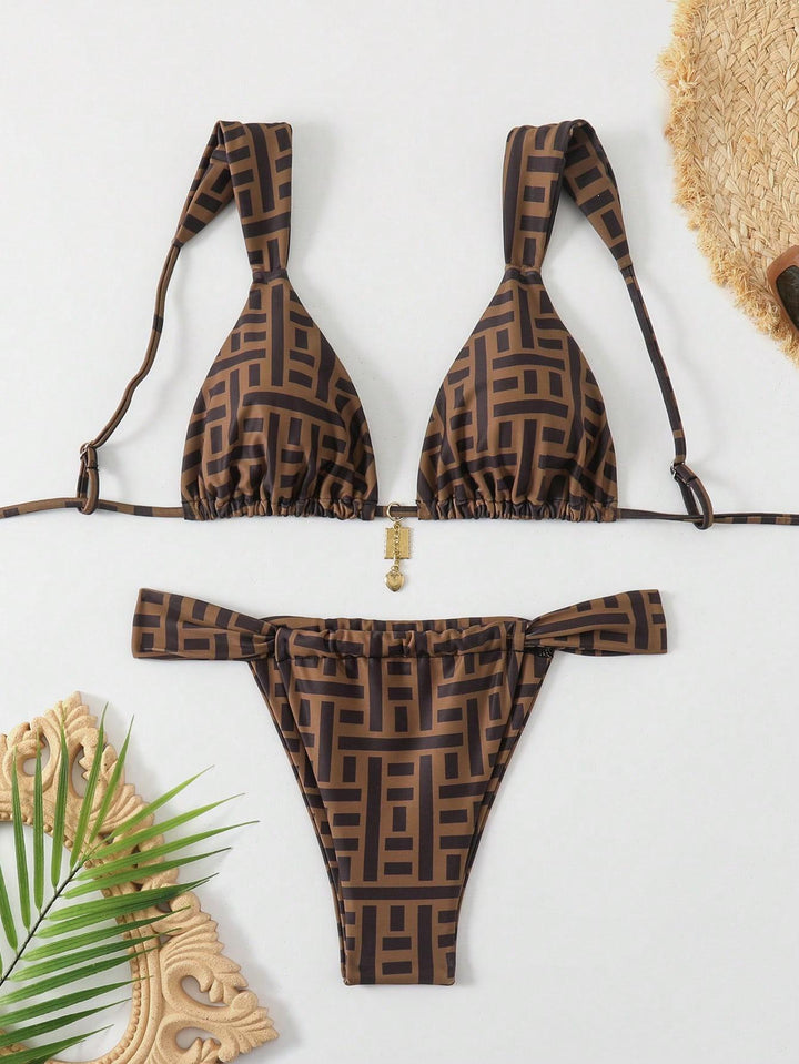 Women's triangle bikini with playful pattern mix Mune Fashion