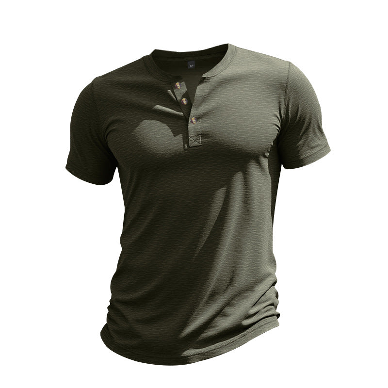 Men's Short Sleeve Henley T-Shirt made of soft cotton with decorative button placket Mune Fashion