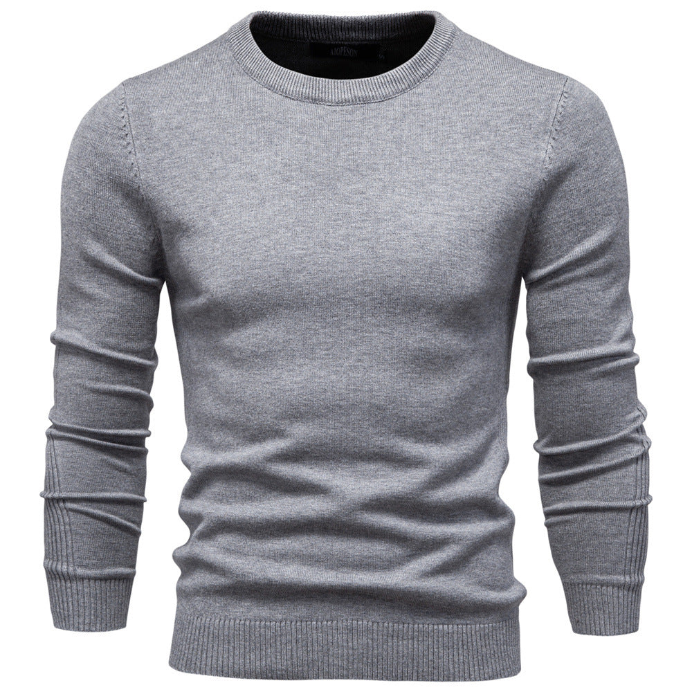 Men's nano minimalist round neck fine knit with flat shoulder seam and ribbed cuffs Mune Fashion