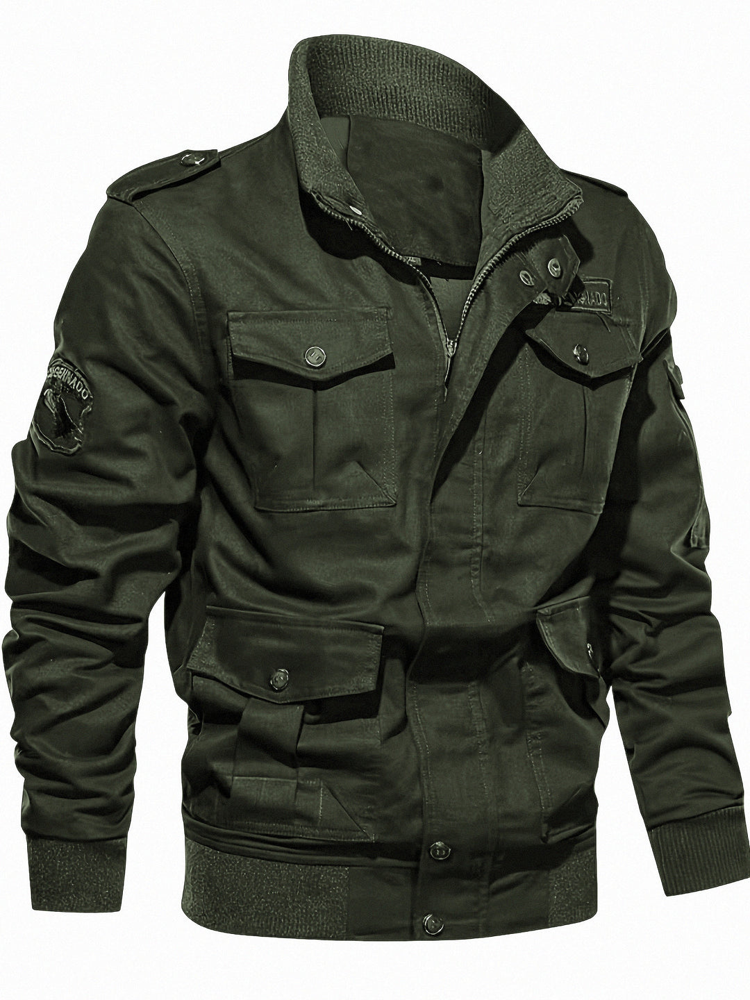 Men's field jacket in military style with multiple pockets and knit collar Mune Fashion