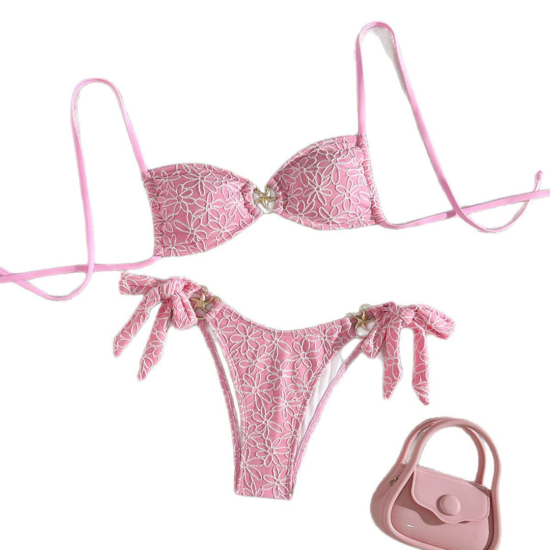 Women's Push-Up Bikini with Playful Flower Accents Mune Fashion
