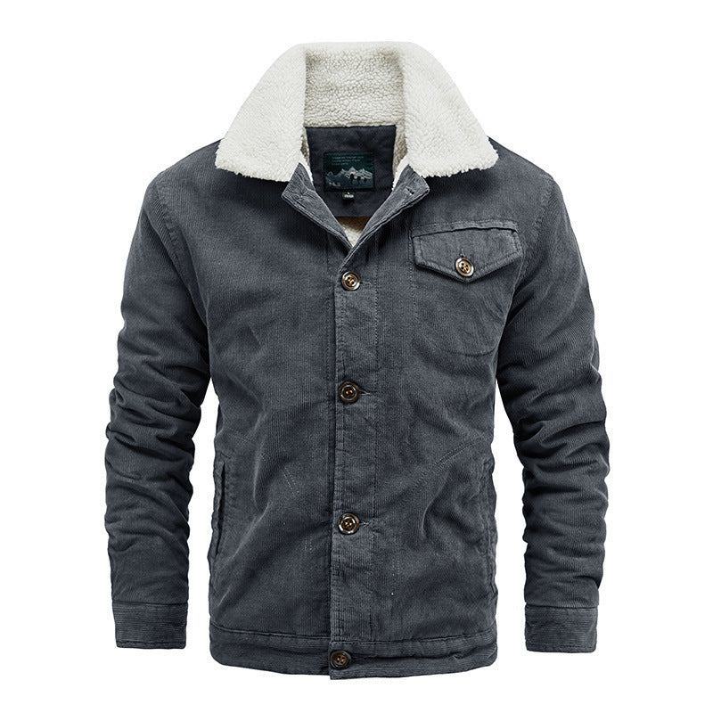 Men's cord jacket with sherpa collar and warming teddy fleece lining Mune Fashion