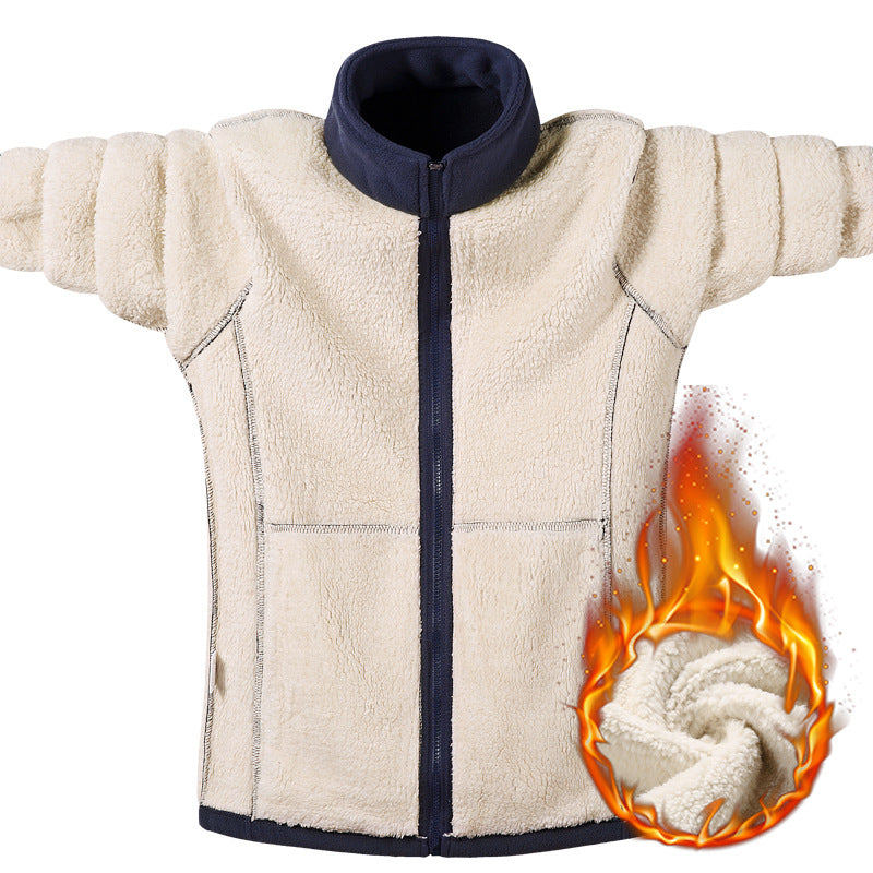 Women's fleece jacket with teddy lining, full-length zipper and high stand-up collar Mune Fashion