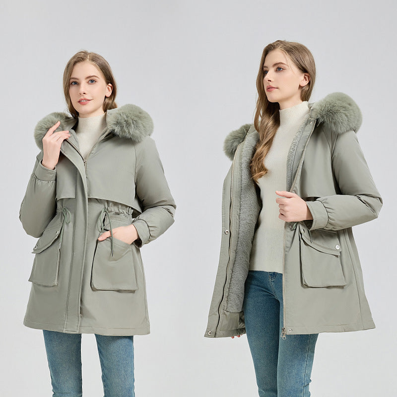 Women nan tailored thermo parka with removable faux fur hood, soft teddy lining and adjustable drawstring Mune Fashion