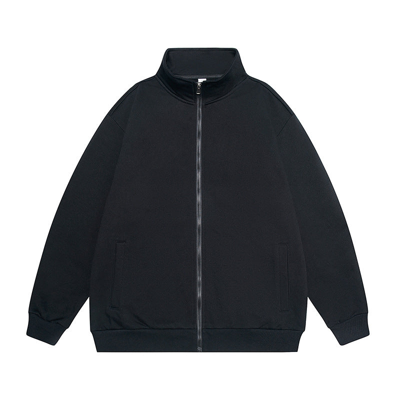 Men's Oversize Sweat Jacket with Stand-Up Collar, Full-Length Zipper and Ribbed Hem Mune Fashion