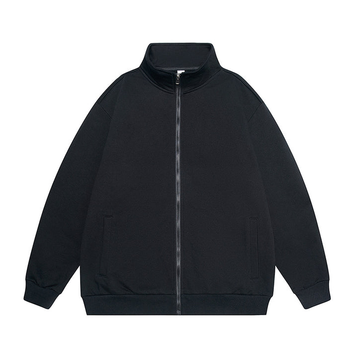 Men's Oversize Sweat Jacket with Stand-Up Collar, Full-Length Zipper and Ribbed Hem Mune Fashion